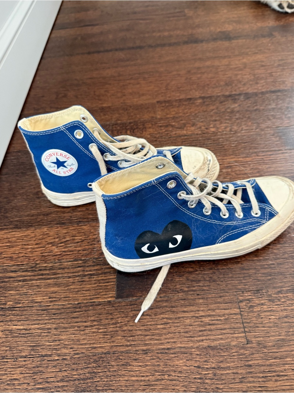 Converse Blue High-Top Sneakers with Black Heart Graphic